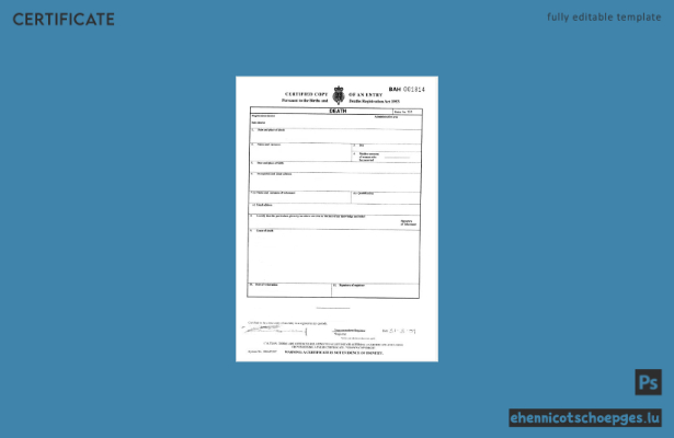 Beispiel einer Sterbeurkunde des Generalregister of London, England